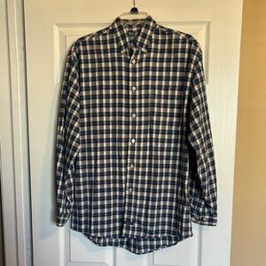 Structure men’s blue and white long sleeve button down flannel shirt size small